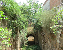 A high angle view of a small town