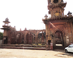 A high angle view of a small town